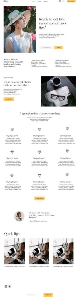 image consultant landing page
