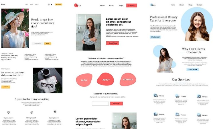 landing page for image consultant